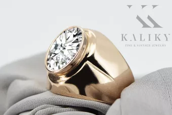 Пръстен Циркон Оригинално ретро 14k розово злато Винтидж крафт vrc296r
